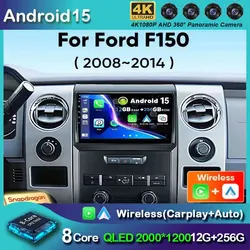 포드 F150 P415 랩터 2008-2014용 안드로이드 15 카 라디오, 무선 카플레이 자동 퀄컴 카 스테레오 멀티미디어 플레이어 2 Din