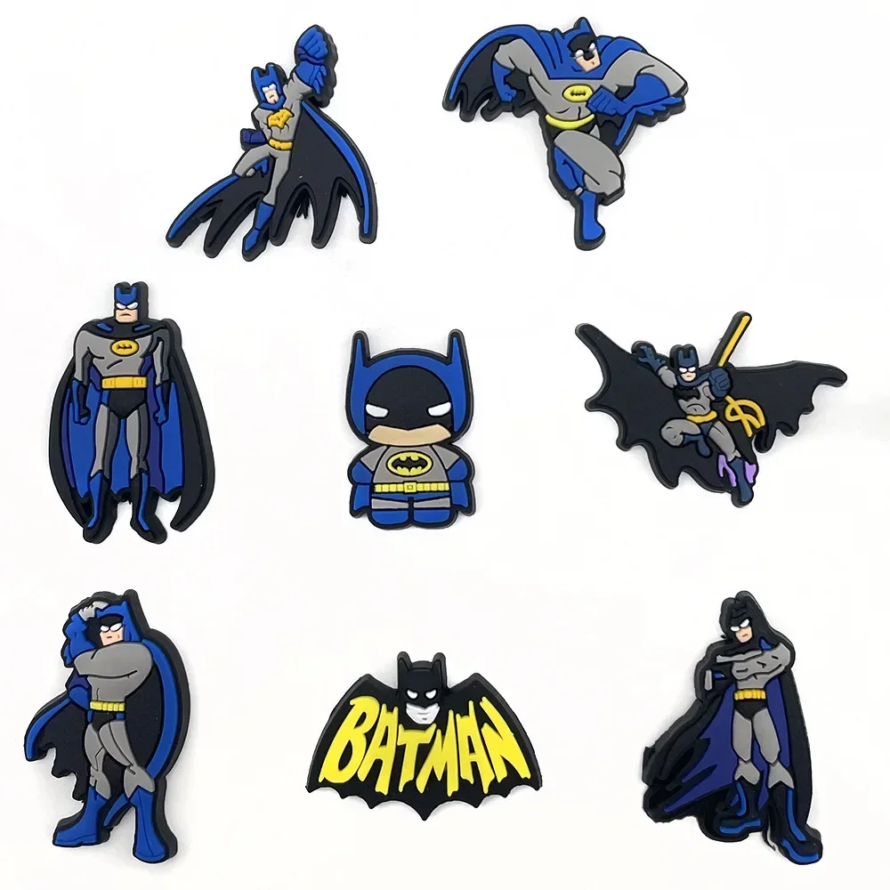 8Pcs Superheroes Batman Shoe Charms for Clogs Bubble Slides Sandals PVC Shoe Decorations Buckle Accessories for Kids