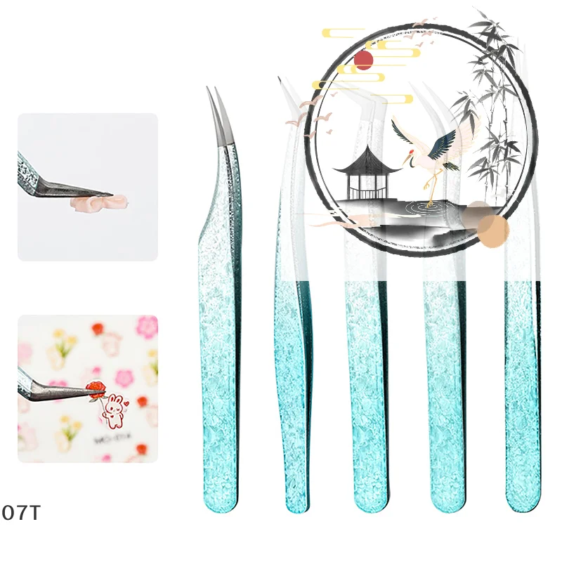 2개입 아이래쉬 핀셋 아이스 플라워 정전기 방지 3D 정밀 눈썹 이식 인조 속눈썹 연장 용품 메이크업 핀셋 도구