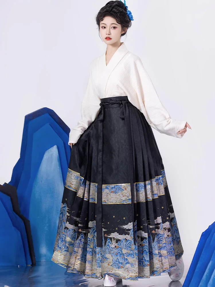 

Оригинальный Hanfu Xuejuan Qingu, шелковый золотой тканый повседневный костюм с цветочным узором, весна-лето, женский костюм динаса Мин