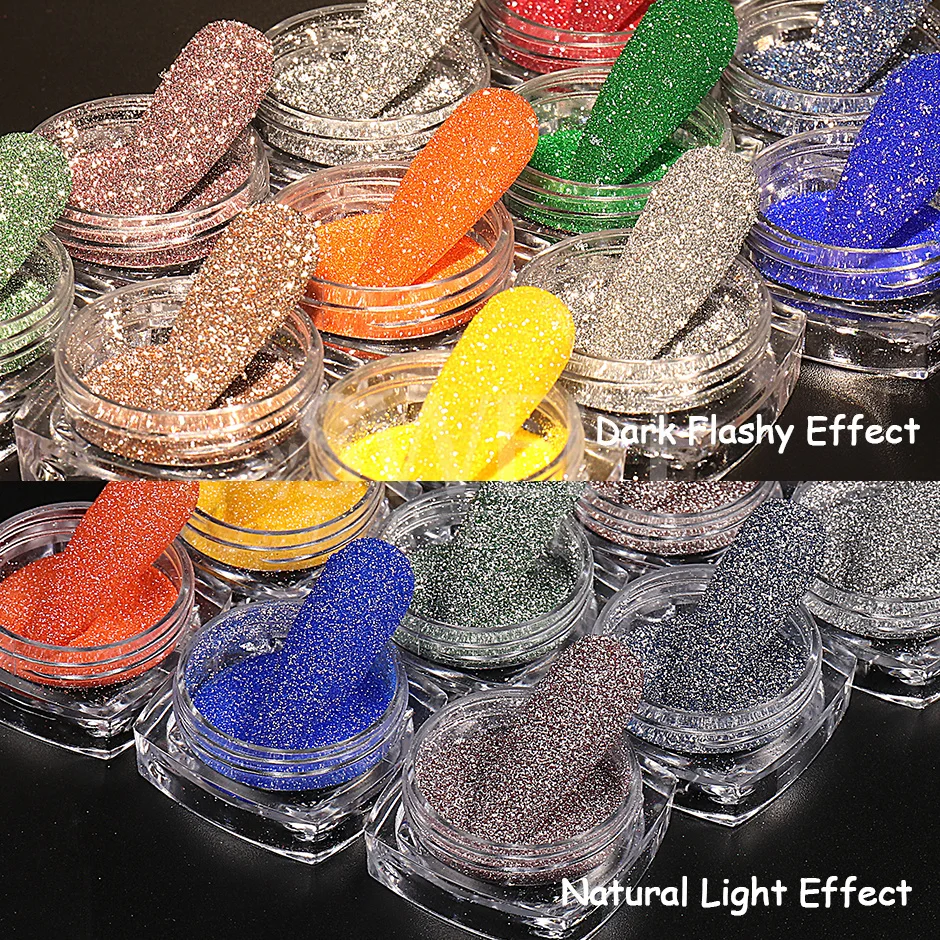 12 Boxes Nail Powder Set Reflective Glitter Pigment Nail Art Design Holographic Dazzling Party Sparkly Chrome Dust Decoration