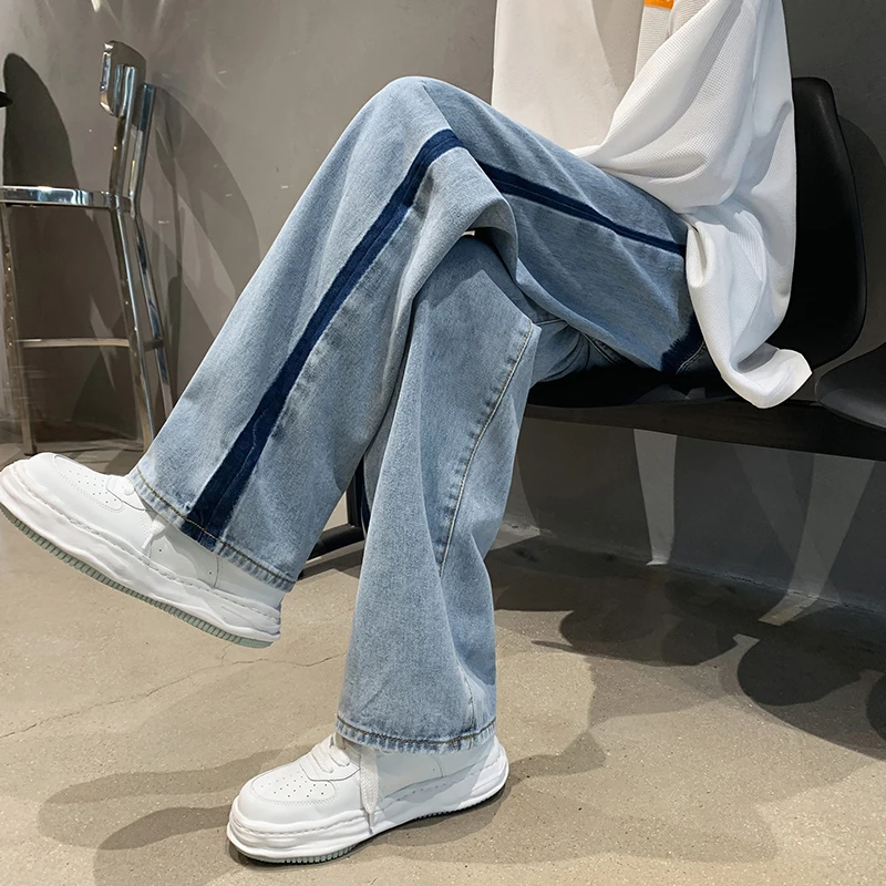 

Retro Hong Kong Sle Men's Jeans Loose Straight Leg Wide Leg Long Pants Spring Autumn New Design Casual Faionable