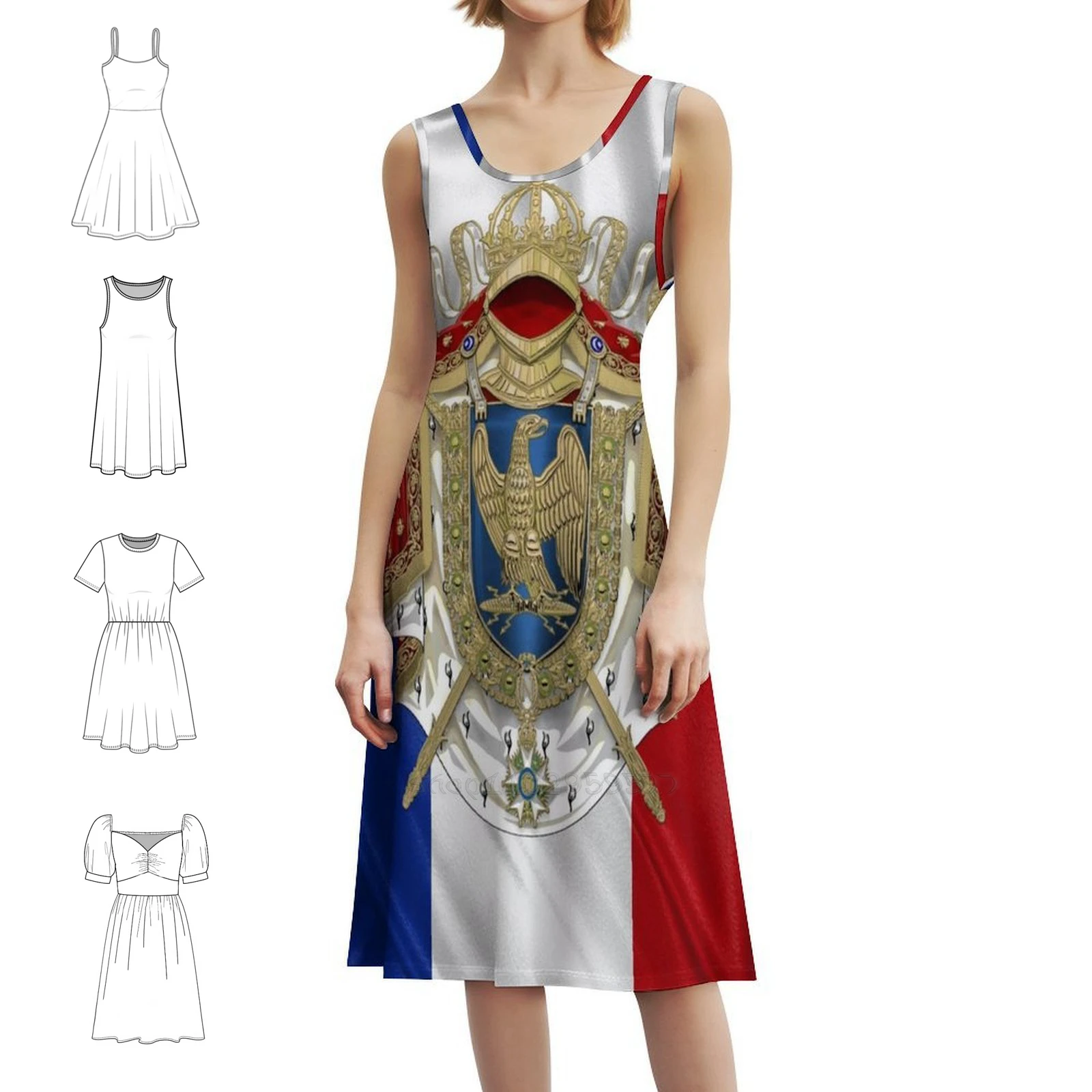 

Большой герб первого французской империи поверх платья в корейском стиле для женщин Элегантное повседневное платье для вечеринки или повседневной носки