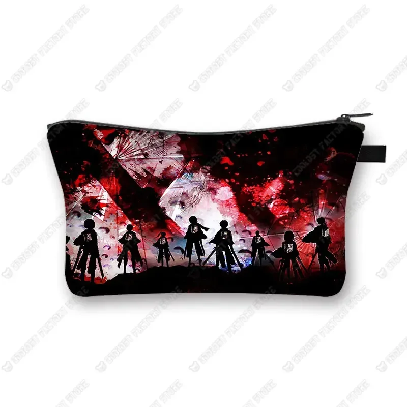 Anime Attack on Titan Cosmetic Bag Women Makeup Bags Levi Mikasa Eren Ladies Cosmetic Cases Jewelry Organizer