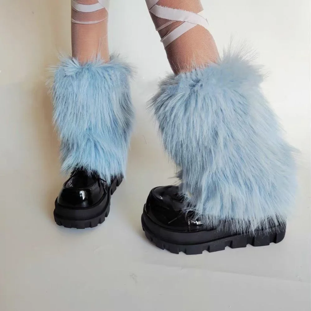 لينة Y2K الشتاء تدفئة الساق Harajuku Kawaii فروي تدفئة الساق غطاء للقدم لوليتا JK أغطية الساق JK اكسسوارات