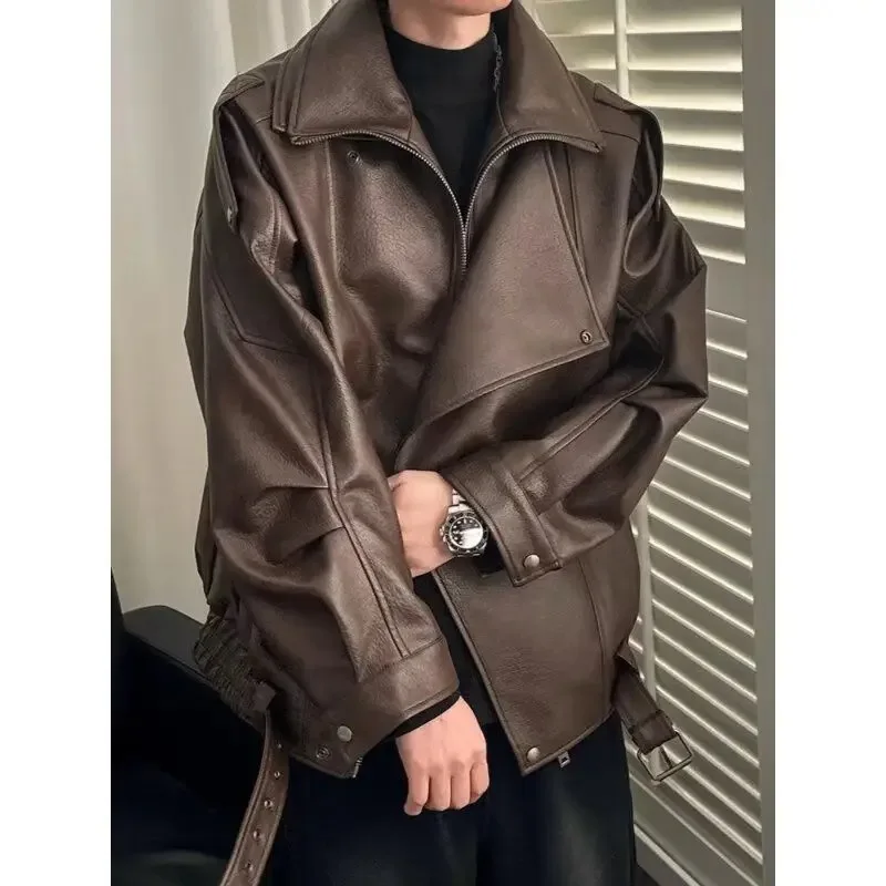 2025 otoño nueva chaqueta de cuero de solapa de estilo de gama alta chaqueta versátil de moda Casual