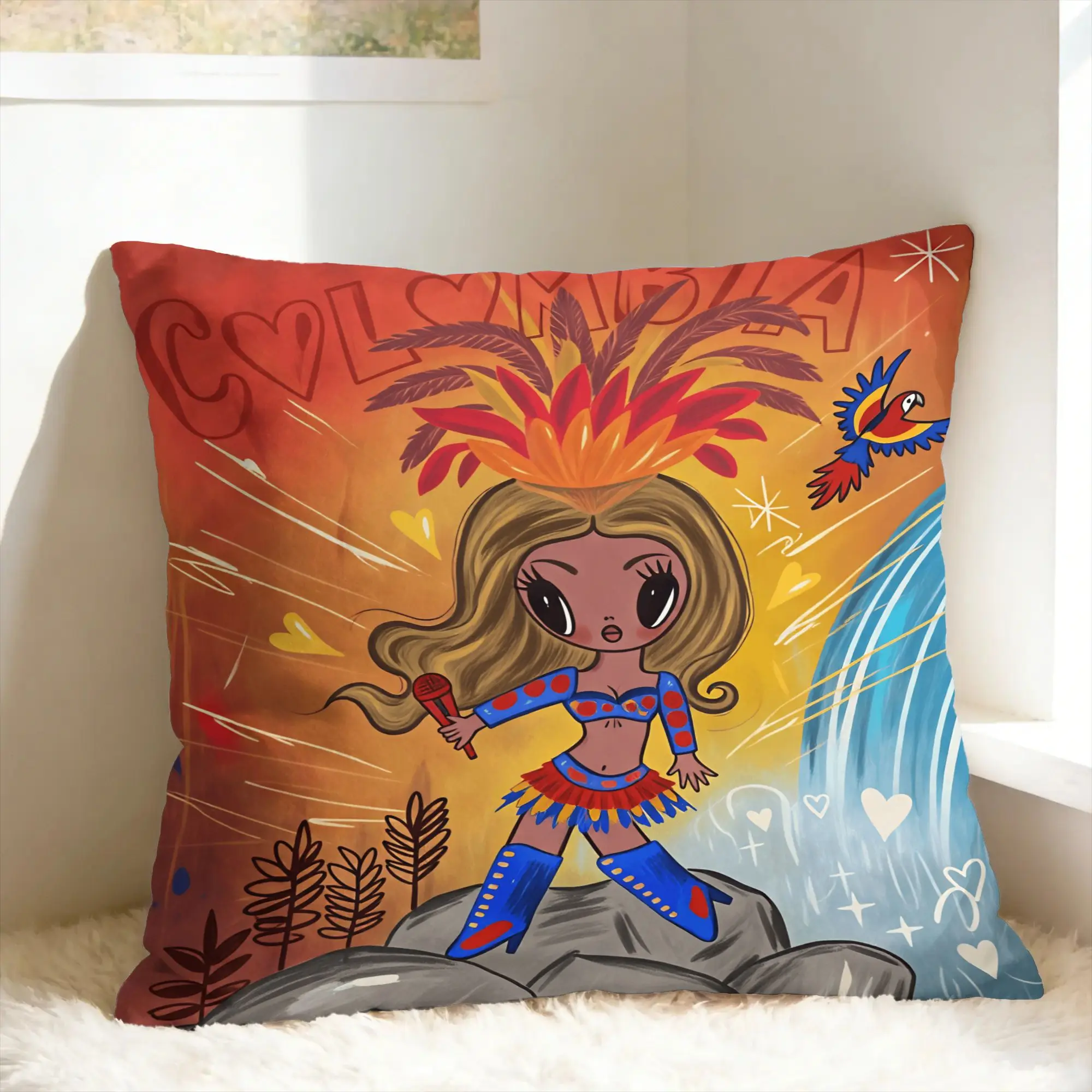 Karols G Tropicoqueta Tour 2026 Pillowcases  Retro Trendy Pillow Case For Living Room Sofa Soft Pillow Cover