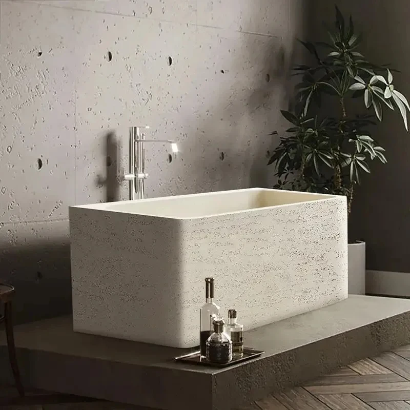 Artistic Fretanding Tub Wi-Si Square Bathtub Easy-Clean & Heat Retaining Body Contour Den