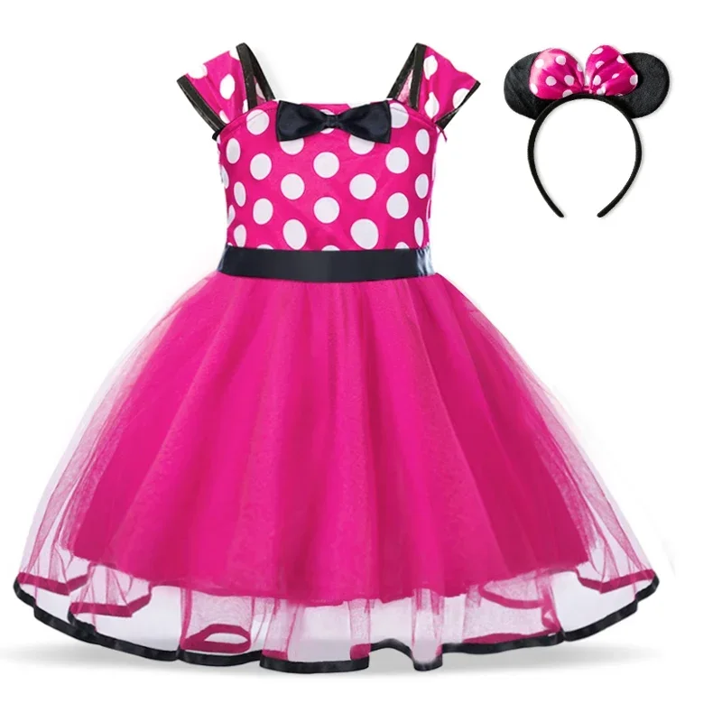 Little kids Mini Mouse Costume for Baby Girls Tutu Dress Polka Dot Clothing Birthday Party Tulle Dress Princess Fancy Dress Up