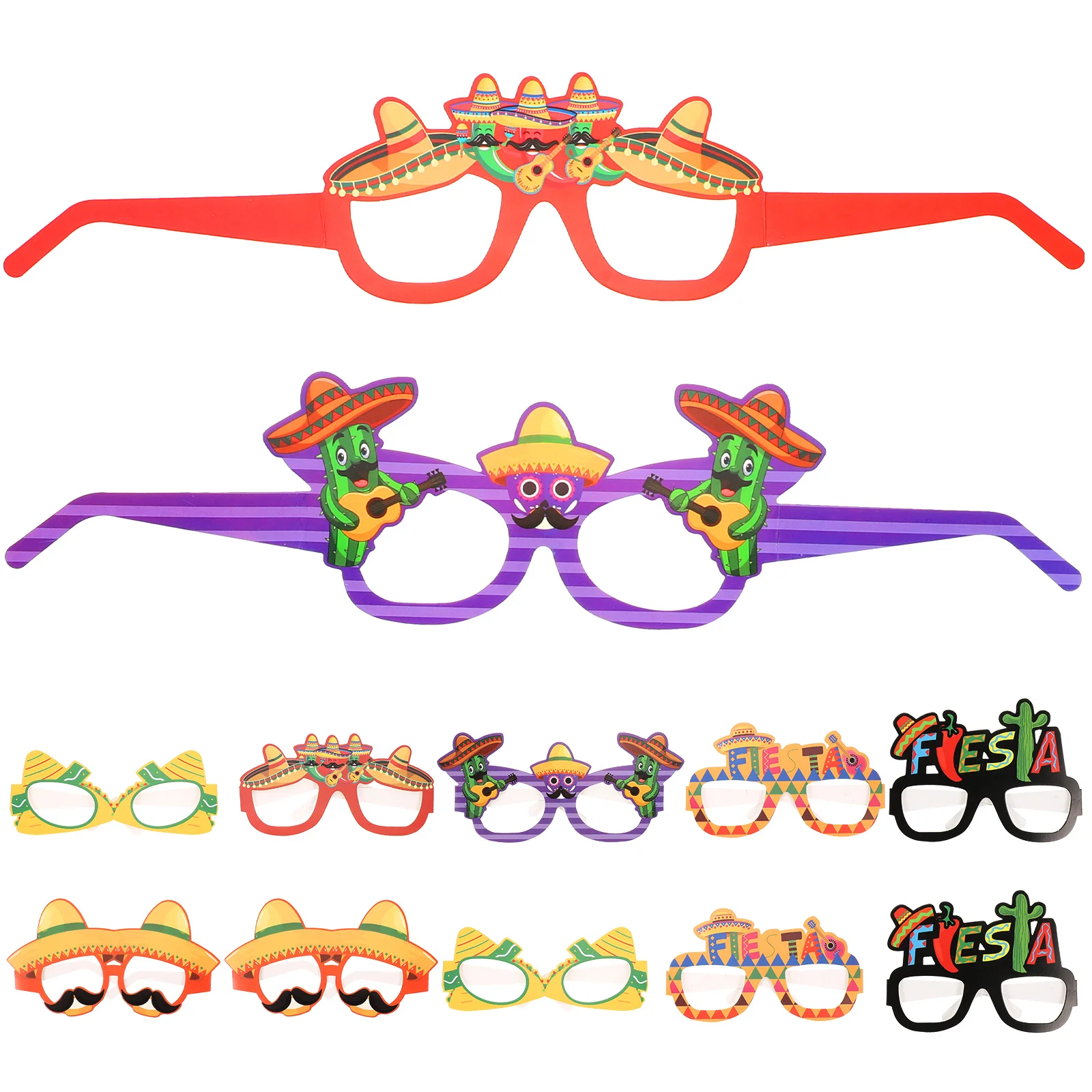 

12 Pcs Mexican Paper Glasses Pinata Photo Props Funny for Adults The Gift Frame Decor