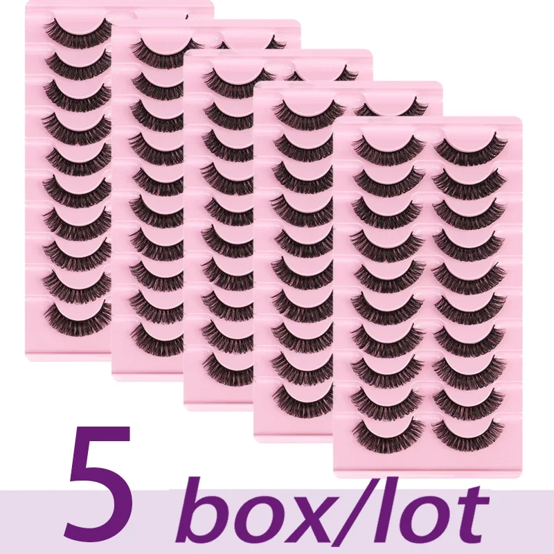 30Pairs/50Pairs D Curl Russian Strip Lashes Fluffy Volume False Eyelashes D Curl Dramatic Messy Make Up Fake Lashes