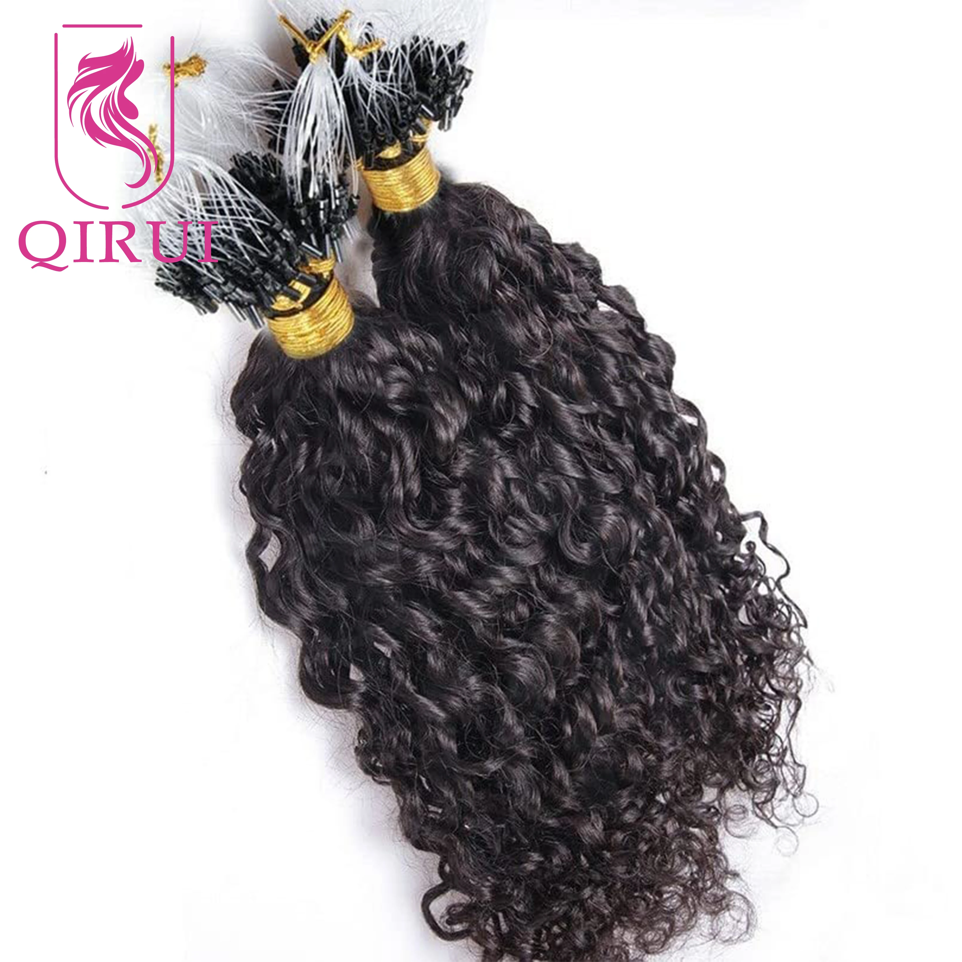 Micro Loop Extensões de Cabelo Humano para Mulheres Negras, Espiral, Encaracolado, Real Brasileiro, Remy, MicroLink, Pacotes, Links