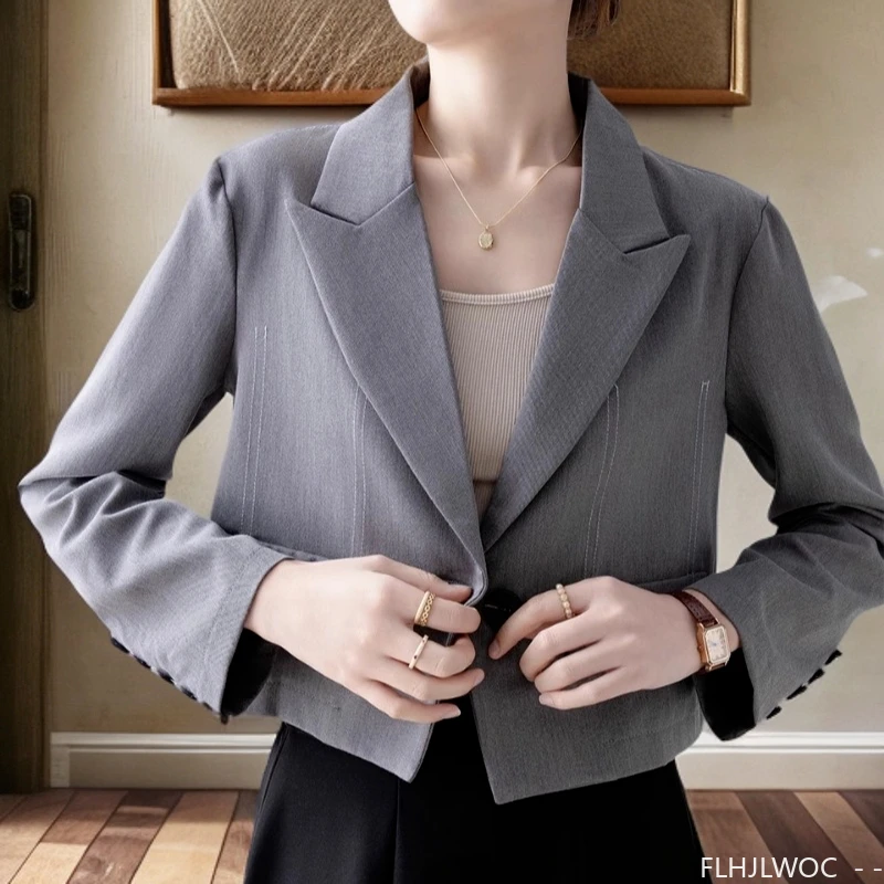Professional Womens Short Jacket Coats Slim Design Casual Suit for Spring and Autumn Chic Stylish Womens Office Jacket Blazers