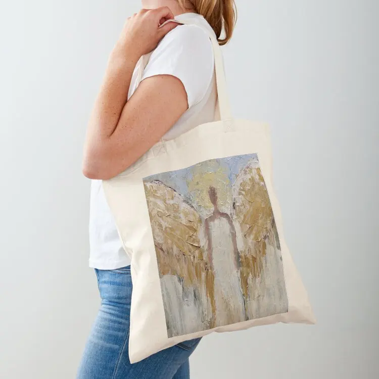 Guardian Angel Decor Design Blue White Angels of Light Christmas Gift Tote Bag Large bags for women Shopper handbag Beach bag