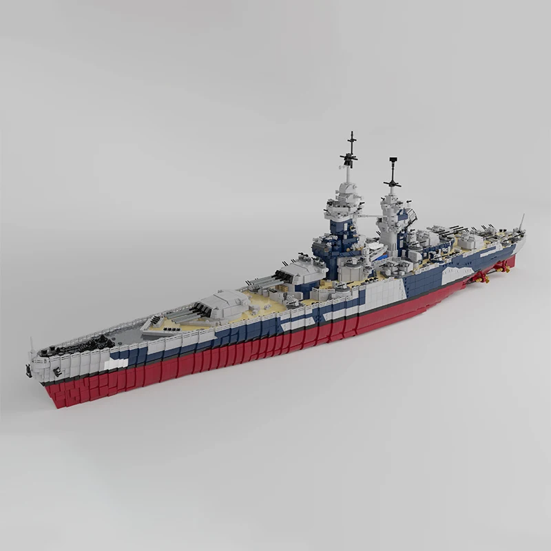 10803PCS WW2 Military MOC1:200 scale Richelieu French Battleship Model DIY creative ideas high-tech ChildToy Gift warship Blocks