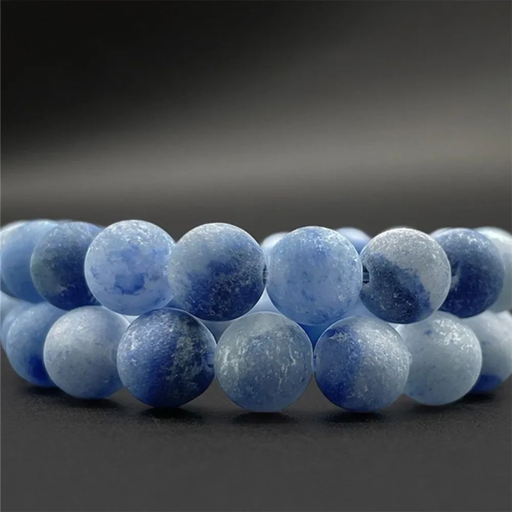 Natural Stone Matte Finish Blue Aventurine Round Beads for Jewelry Making DIY Necklace Bracelet 6-12mm Crimp & End Accessories