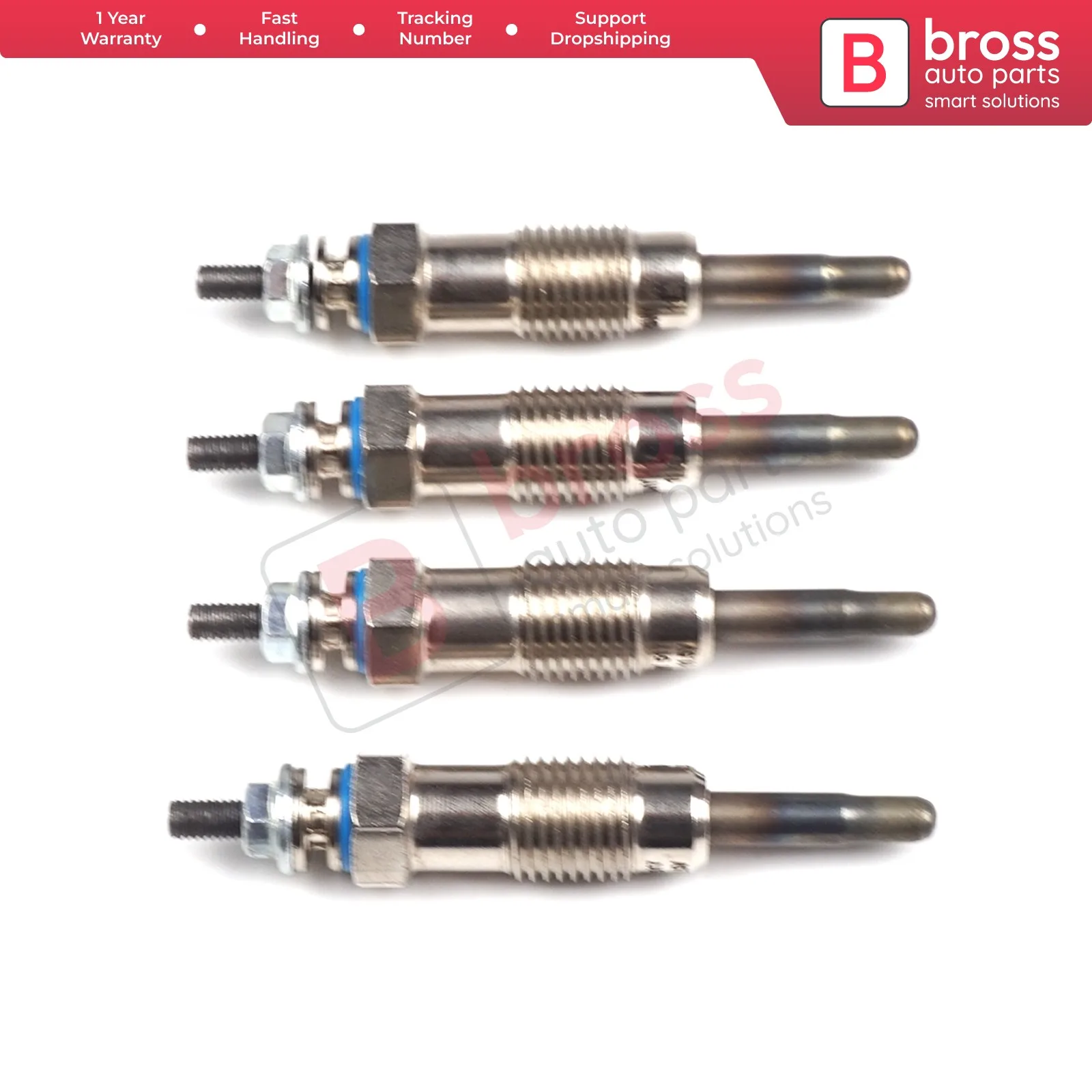 

Bross Auto Parts BGP22-1 4 Pcs Heater Glow Plugs GX66, 7088988, GV666, 0100221146 for Ford Fiat Renault Opel Ship From Turkey