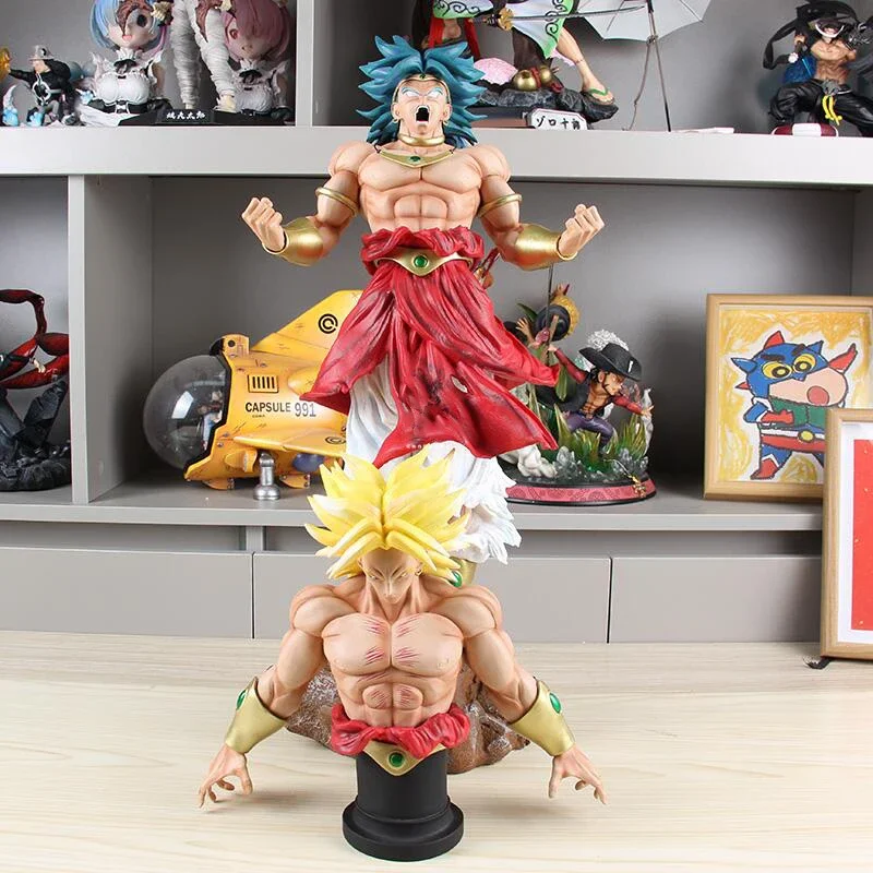 59cm Dragon Ball Anime Figure Broli Double Head Replaceable Cartoon Peripheral Action Figure Desktop Display Holiday Gifts Toys