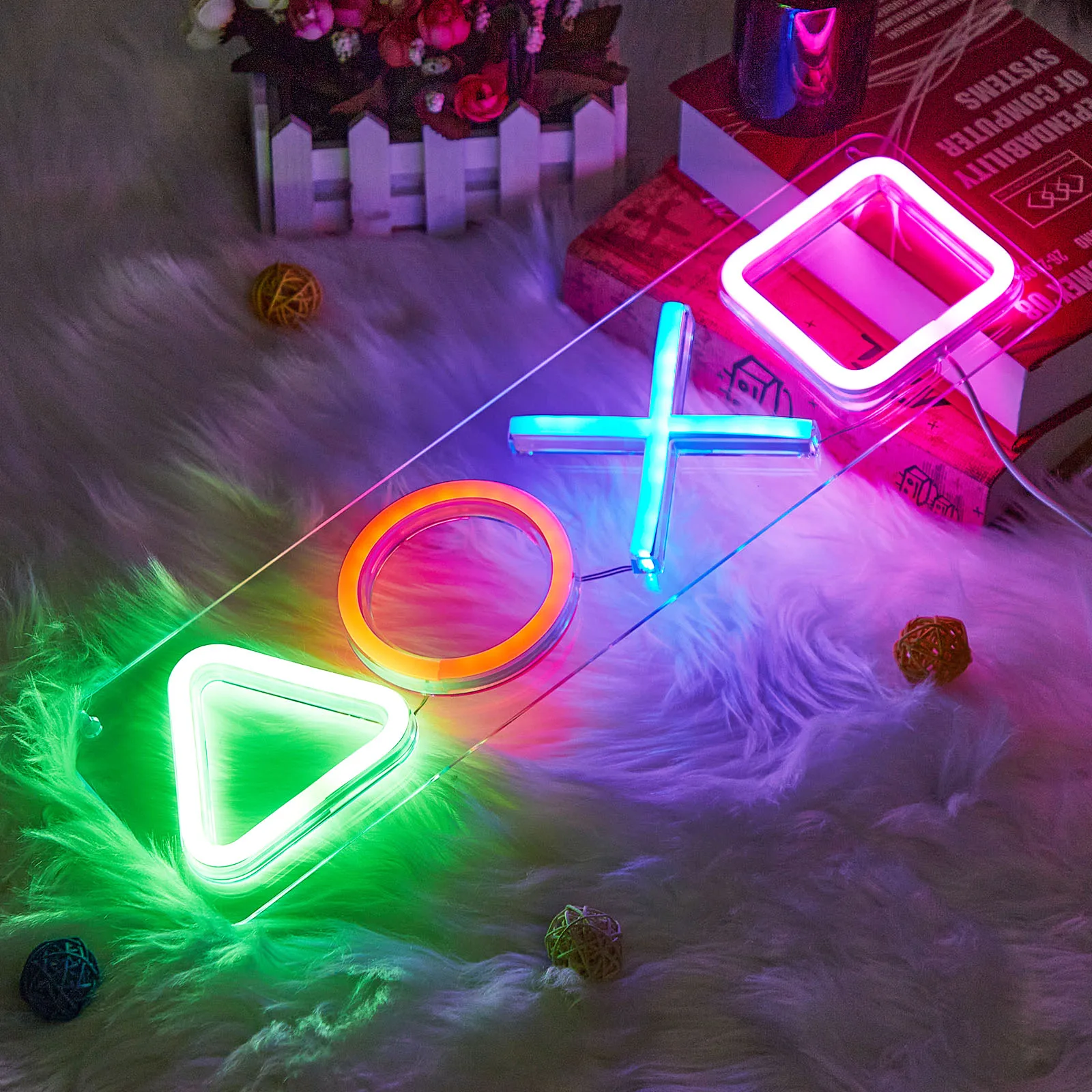 Game Buttons Neon Sign USB Powered Game Controller Neon Signs Arcade LED Neon Lights Wall Decor for Kids Teens Game Room Gifts