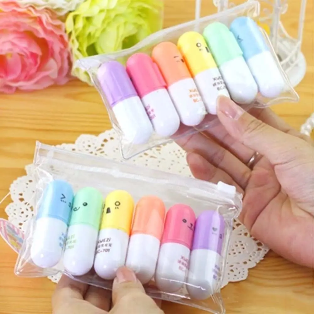 Vitamin Pill Shape School Office Supply Highlight Mark Capsules Shape Fluorecent Pen Writing Tool Marker Pen Highlighter