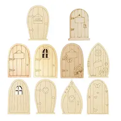10pcs Fairy Door Painting Garden Doors Mini Fairy House Diy Kit Unfinished Miniature Elf Door Unpainted Fairy Door Accessories