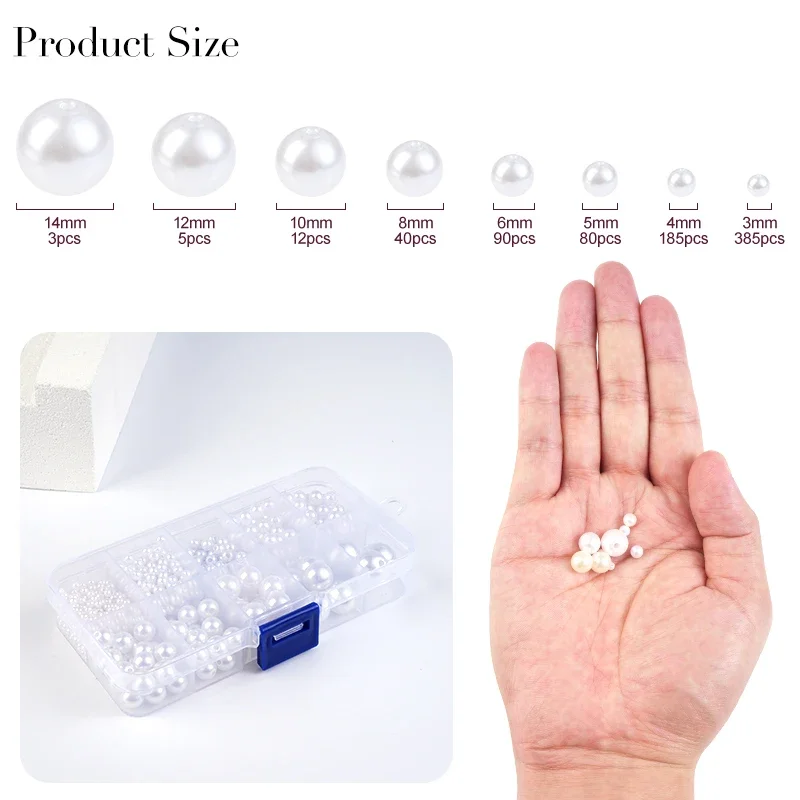 800 قطعة الاصطناعي فو اللؤلؤ الراتنج الخرز عدة حبات اللؤلؤ المستديرة فضفاض سوار اللؤلؤ مع ثقب DIY بها بنفسك الحرفية القلائد والمجوهرات