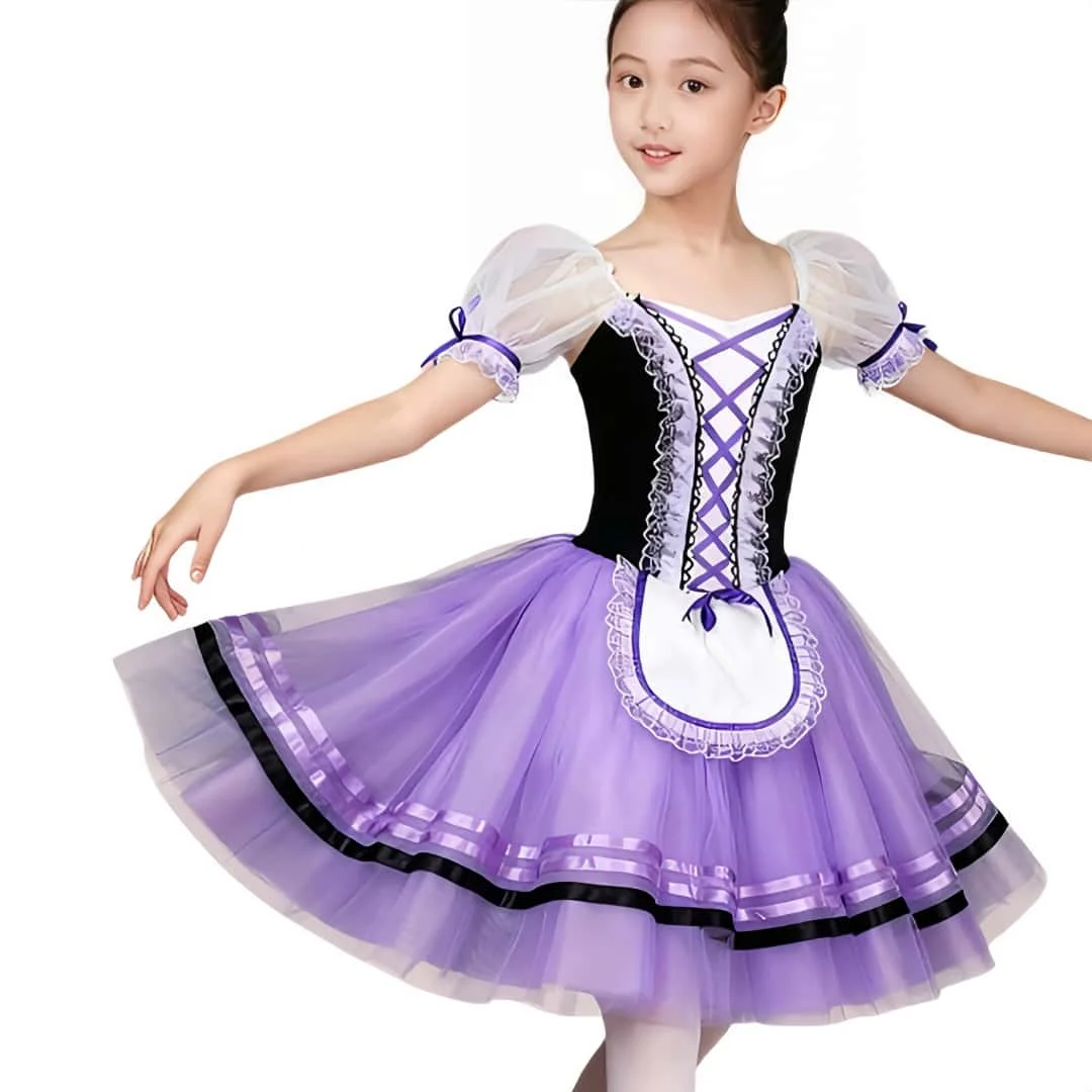 Adult Girls Ballet Tutu Dress Purple Romantic Ballerina Costume for Stage Performance Dance Recital & Halloween Party