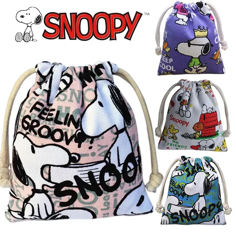 Snoopy borsa portaoggetti con coulisse borsa cosmetica da viaggio borsa per vestiti articoli da toeletta Power Bank chiave per cellulare custodia