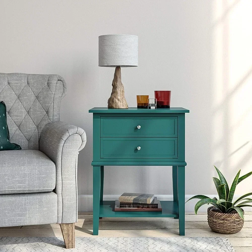 

Accent 2 Drawers, Emerald Table, Green, Large Nightstands for Bedroom Bedside Table Furniture Bedrooms