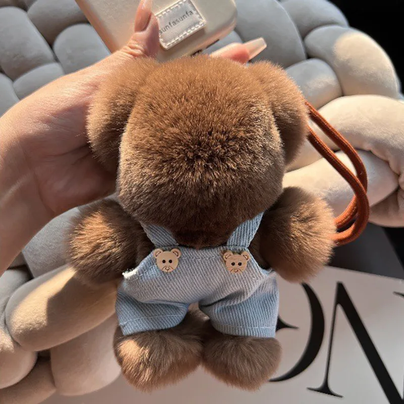 Süße echte Otter Kaninchenfell kleine Bär Auto Schlüsselanhänger Anhänger Plüschtier Puppe Schultasche Dekoration
