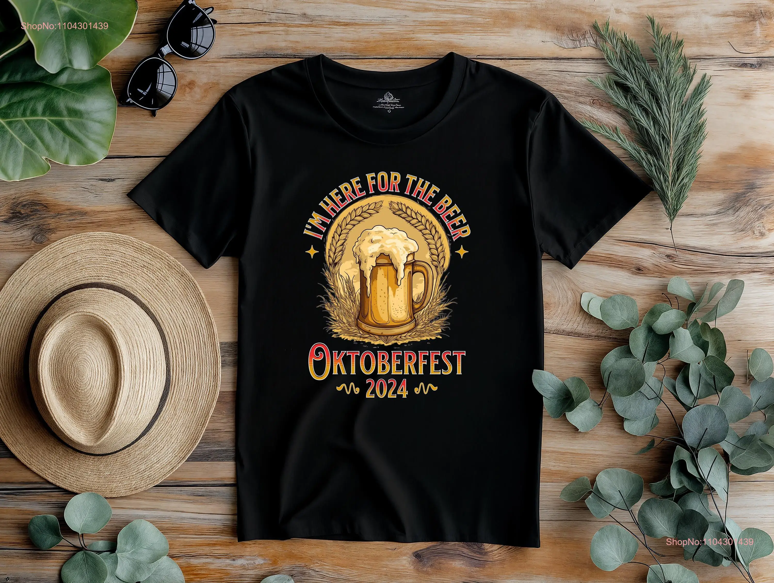 Oktoberfest 2024 T Shirt 'I'm Here for the Beer' Funny Drinking Beer Stein Illustration German Festival