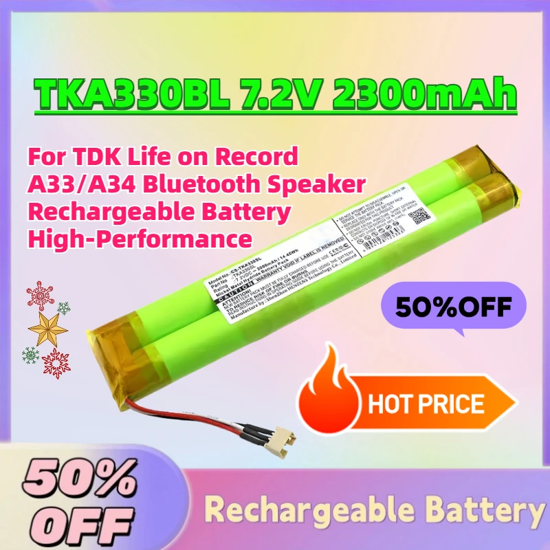 

New TKA330BL 7.2V 2300mAh Ni-MH Battery for TDK Life on Record A33/A34 Bluetooth Speaker Rechargeable Battery High-Performance