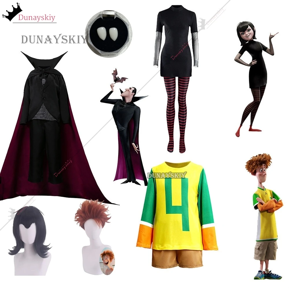 Adults Kids Mavis Dracula Vampire Cosplay Costumes Tooth Black Cute Mavis Halloween Jonathan Carnival Fun Couple Family Suit