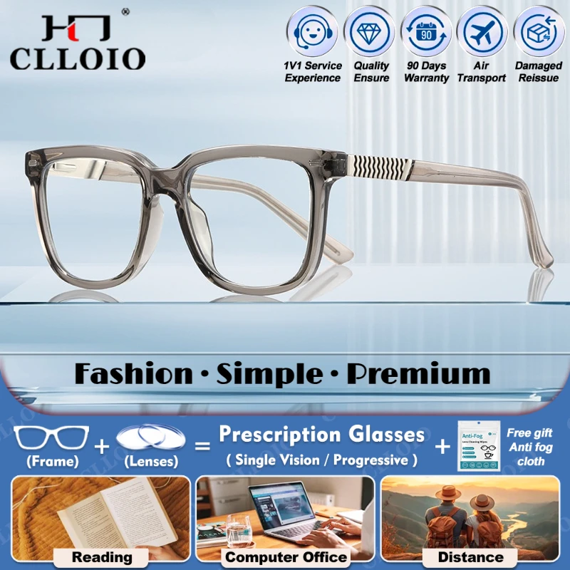 

CLLOIO New Men Square Frame Anti Blue Light Prescription Glasses Myopia Optical Photochromic UV Protection Polarized Sunglasses