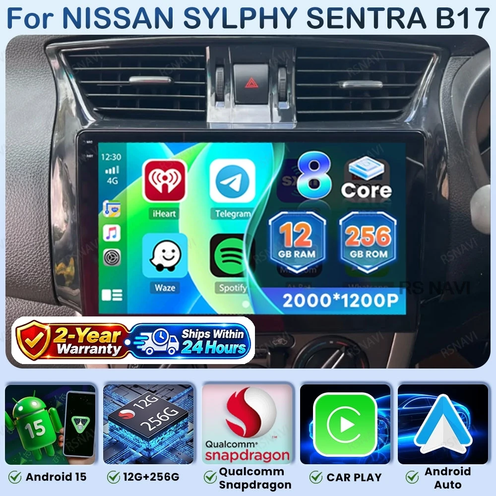 Android 16 Video Player Car Radio For Nissan Sylphy Sentra B17 Multimedia Wireless CarPlay Android Auto GPS Navigation 4G LTE