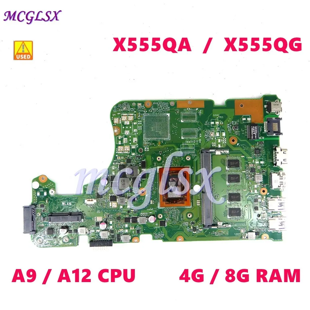 X555QA 4G/8G RAM A9 / A12 CPU Laptop Motherboard For Asus X555Q X555B X555BP K555B A555B K555Q X555QG notebook Mainboard Used