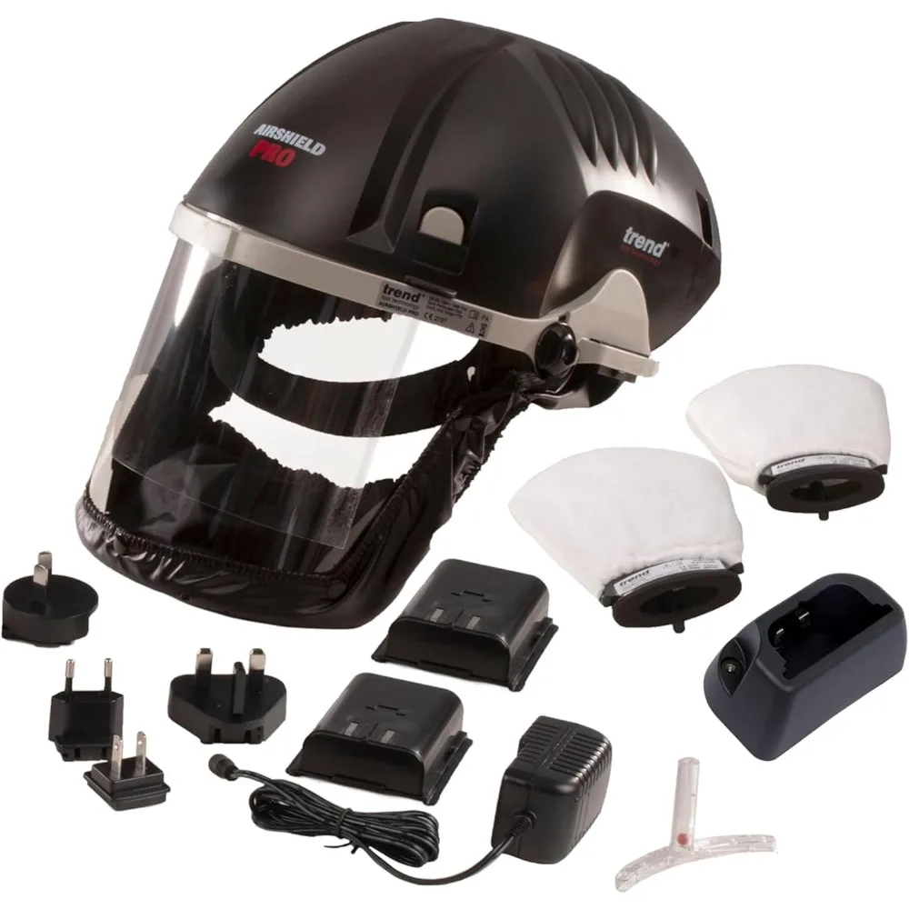 Airshield Pro Respirator & Face Shield Bundle with Additional Battery Charging Cradle & 8-Hour Rechargeable Battery, AIR/PRO/D6