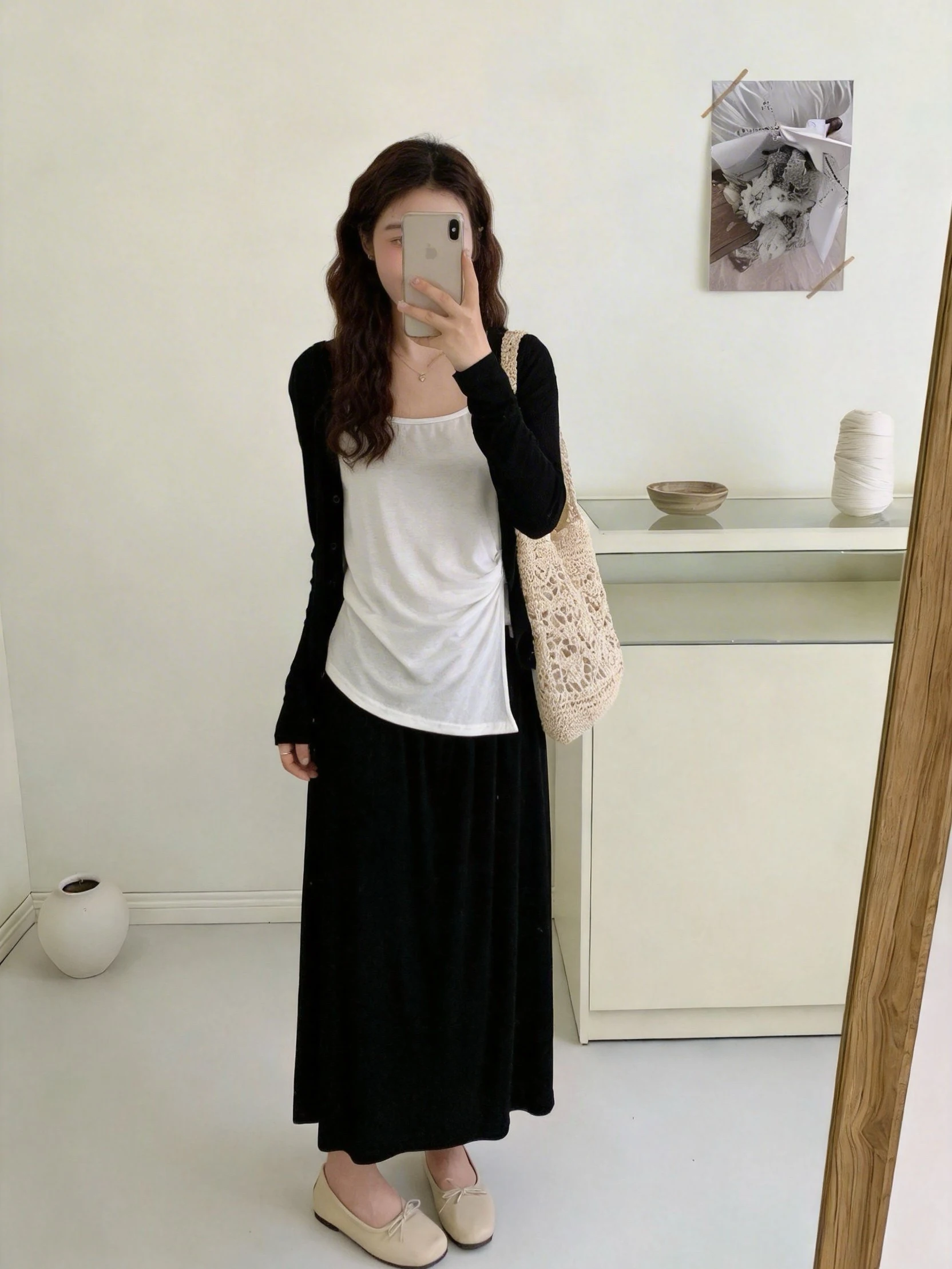 

Slimming Effect plus Size Set Strap Halter Neck Cardigan Skirt Three Piece Set Spring Casual Style High Waist Cotton Blend