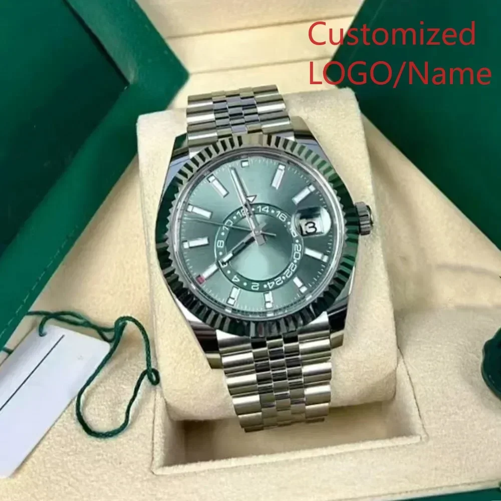 A88 Store  Customized Men's Automatic Mechanical Watch 904L Stainless Steel Sapphire World Time