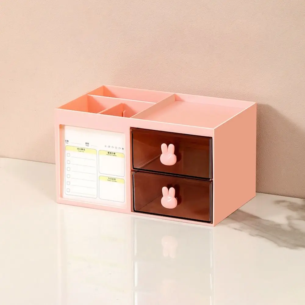 Multi Functional Rabbit Handle Pen Holder Drawer High-capacity Pencil Storage Box Detachable Plastic Stationery Organizer Desk