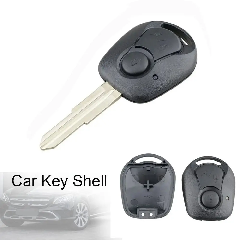 

2 Buttons Remote Key Case Replacement Remote Cover Car Key Shell Uncut Blade Car Key Fob Case for Ssangyong/Actyon/Kyron/Rexton