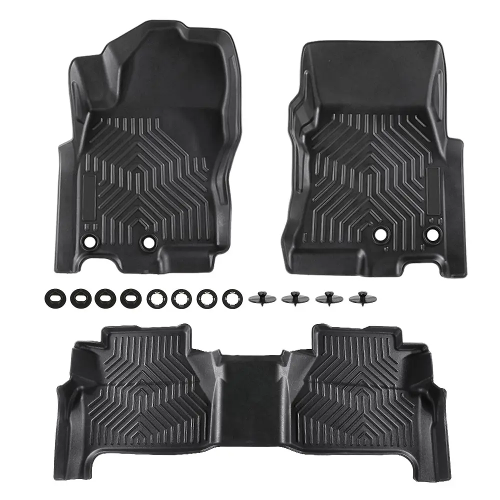

Floor Mats 3pcs Fit for Nissan Frontier 2022-2023 (Crew Cab with 2nd Row Under-Seat Storage) TPE Car Floor Cargo Liners