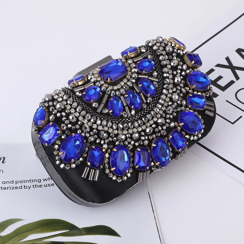 Luxury Handmade Red Green Beaded Ladies Gem Clutch Handbag Women Clutches For Woman Party Wedding Evening Hand Bag