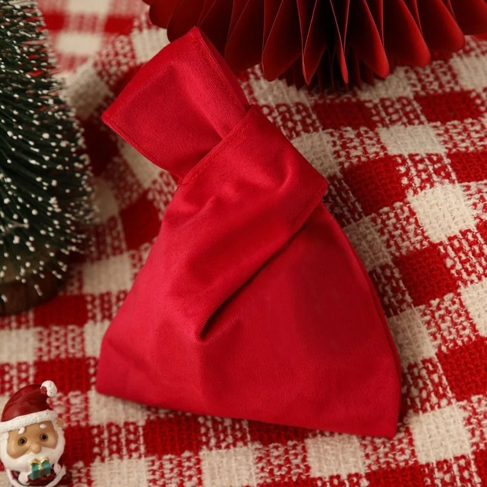 

Portable Canvas Christmas Gift Bag Velvet Printing Christmas Eve Gift Box with Doll Gift Handbag