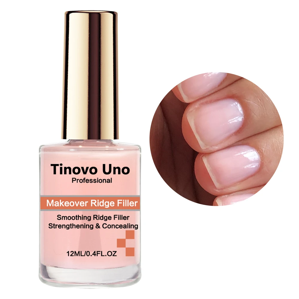 Tinovo Uno rinforzatore per unghie Makeover Ridge Filler Base Coat 12ML olio di Base rosa sano indurente per unghie Manicure riparazione unghie sottili