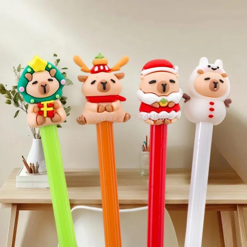 

1/5 Pcs Christmas Capybara Gel Pen Cute Cartoon Stationery Smooth Writing Pens Kawaii School Office Supplies Festival Prize Gift