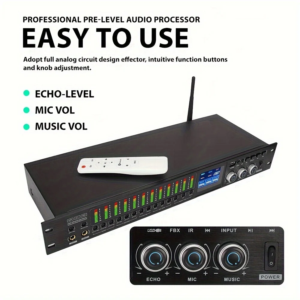 LMBGM-KS8 Professionele Pre-Stage Effector USB 12-Segment Hoge Middelgrote en Lage Audio Aanpassing Processor KTV Digitale Reverb