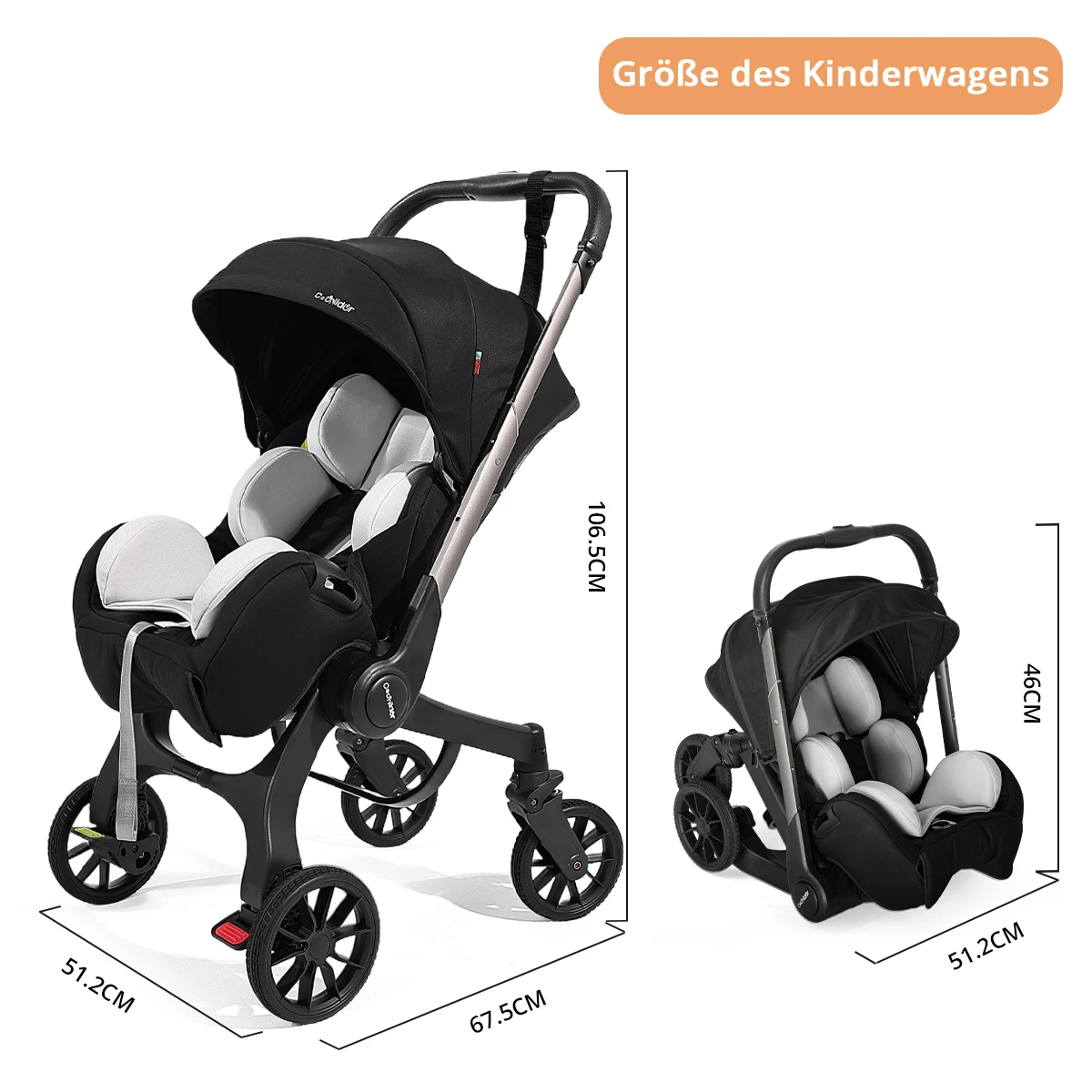 Stroller with 4 heels - metal frame and comfortable fabric, Foldable and easy to transport. image 2
