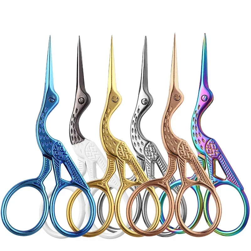 Round Head Stainless Steel Nose Hair Scissors Stork Type BeautyScissors For Eyebrows Nose Hair Beard Ear Hair Eyebrow Scissors