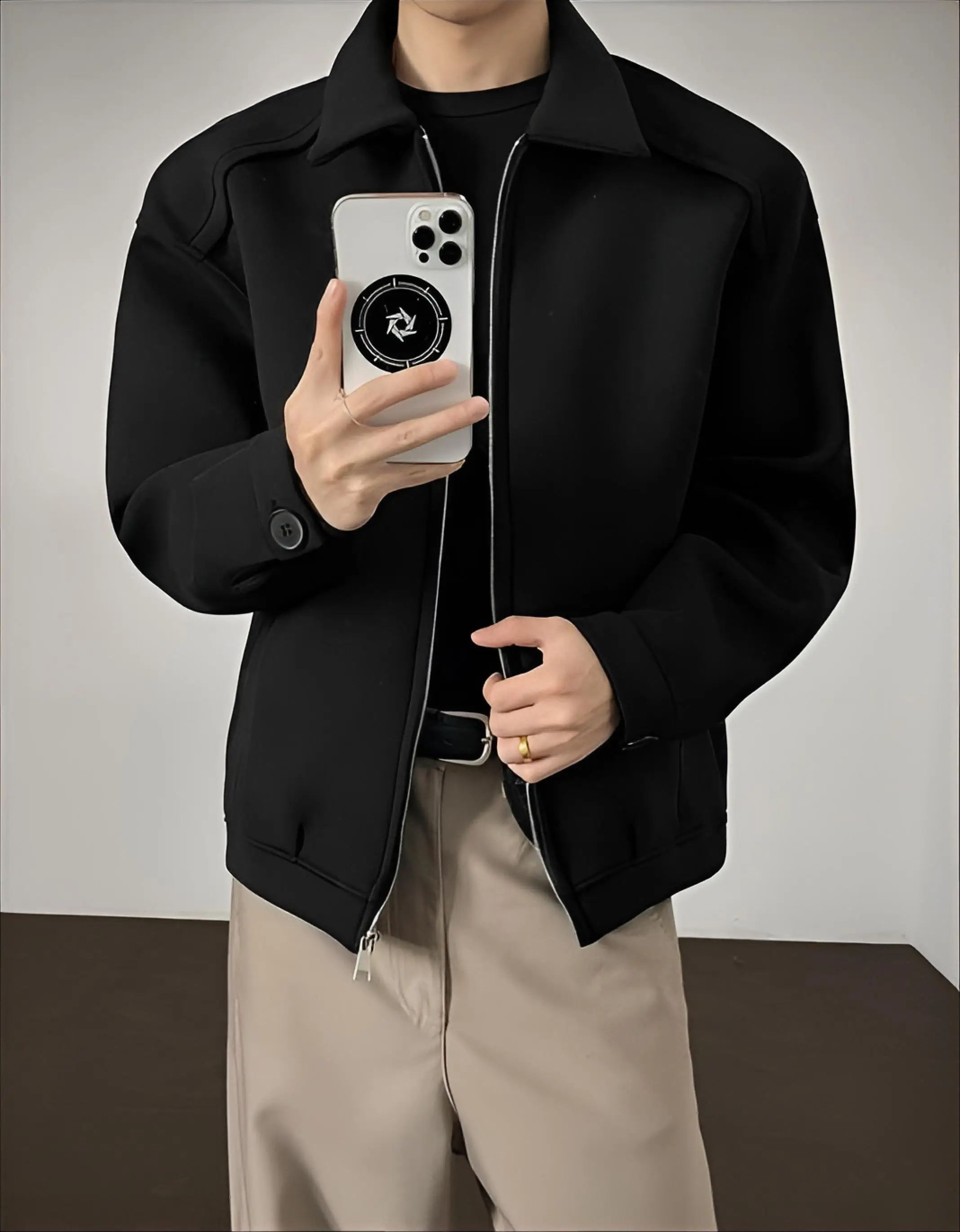 

Wool Blend Jacket Man Casual Mens C-Print Pattern Design Decoration Ornamentation Embellishment Garnishment Trimming Enhancement